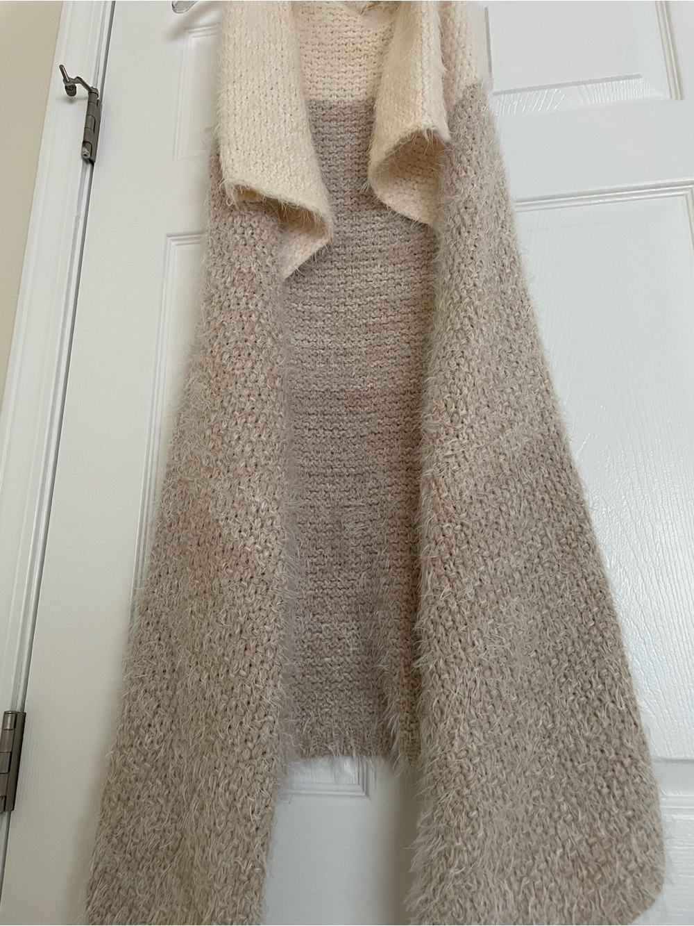 Soft Surroundings Cream Open-Front Knit Duster Vest